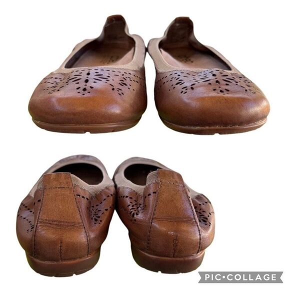 Abeo Tamra Women's Size 7N Leather Ballet Flats Tan Laser Cut Arch Support Comfy - Picture 6 of 7